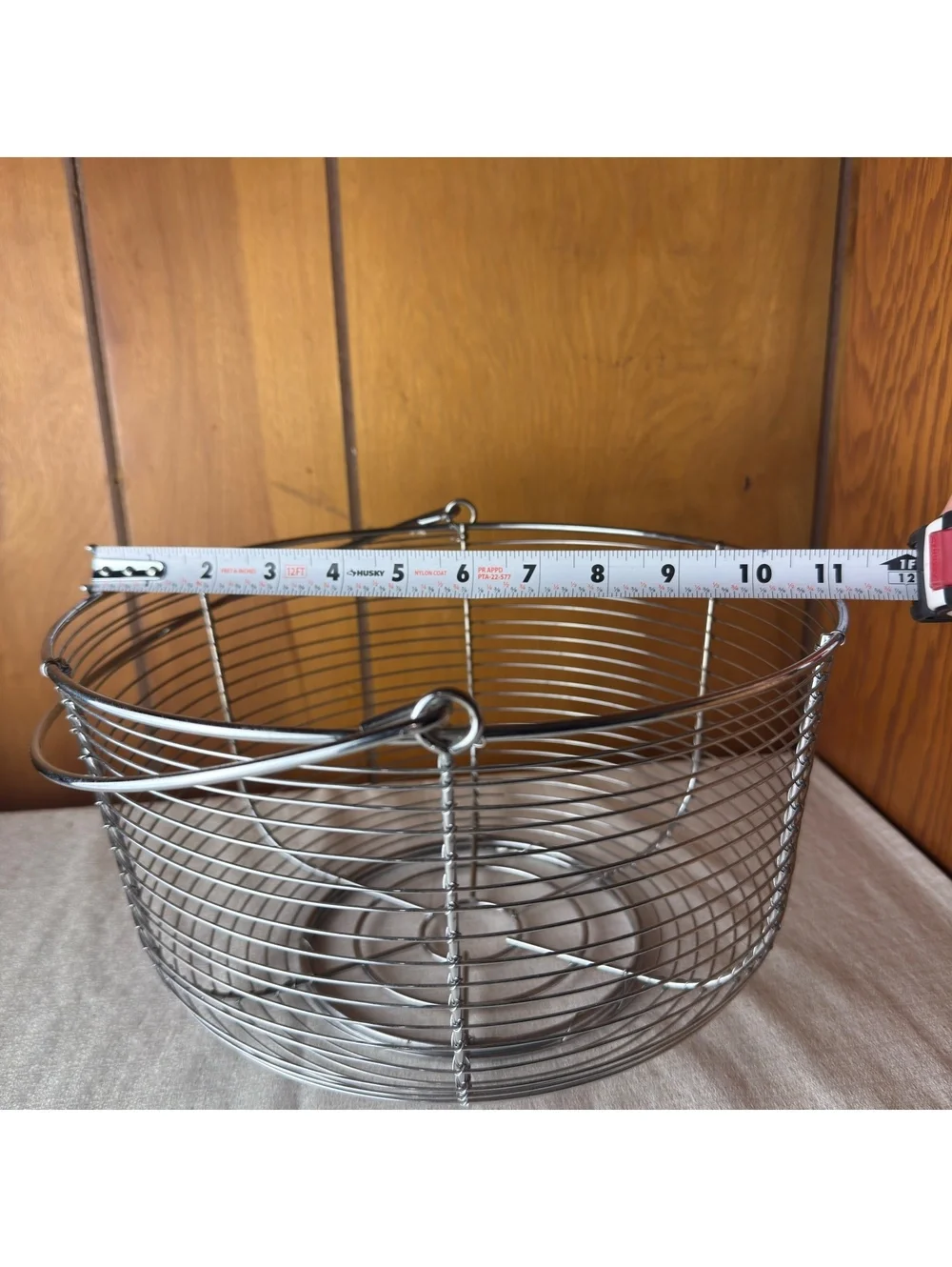 Vintage Round Wire Basket Metal Storage Basket Farmhouse Kitchen Decor 11 Inch